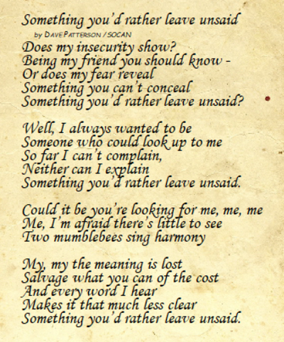 lyric for Something You'd Rather leave Unsaid